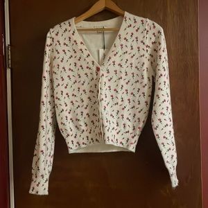 Flowered button cardigan